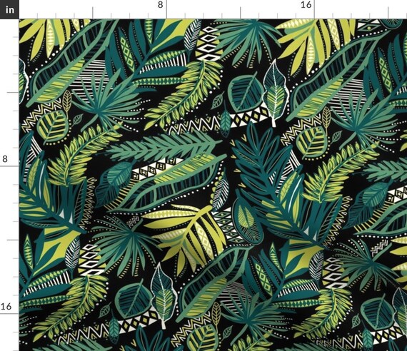 Jungle Foliage Fabric Tribal Jungle by Laura May Designs | Etsy