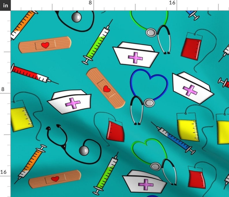 Nurse Fabric Nurse Theme by Hot4tees Bgyahoo Com Nurse Etsy
