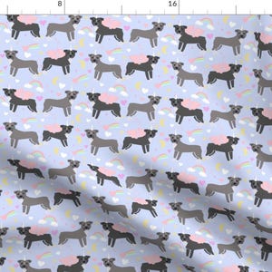 Magical Pitbull Fabric - Pitbull Unicorn Magic Rainbows By Petfriendly - Unicorn Rainbow Dog Cotton Fabric By The Yard With Spoonflower
