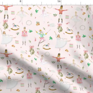 Nutcracker Fabric - Nutcracker Ballet Pink By Paintedparade - Nutcracker Clara Mouse Dancing Pink Cotton Fabric By The Yard With Spoonflower