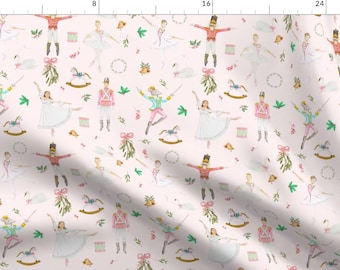 Nutcracker Fabric - Nutcracker Ballet Pink By Paintedparade - Nutcracker Clara Mouse Dancing Pink Cotton Fabric By The Yard With Spoonflower
