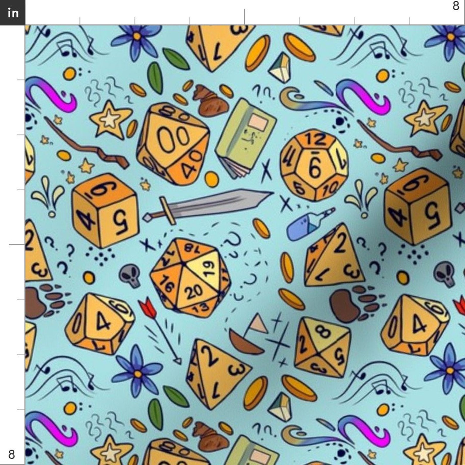 Tabletop Adventure Fabric Dice Pattern Alt Colors 3 by Etsy