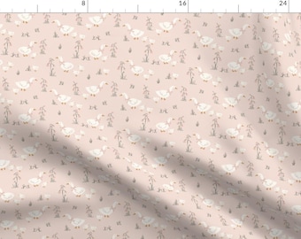 Spring Fabric - Meadow Ducks Pink Small by hufton_studio - Farmhouse Cottage Ducklings Rustic Cottagecore Fabric by the Yard by Spoonflower