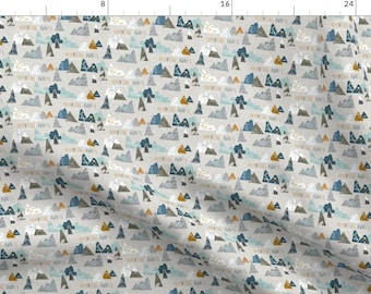 Mountains Fabric - Adventure Awaits (Earth) Micro By Nouveau Bohemian - Mountains Adventure Camp Cotton Fabric By The Yard With Spoonflower