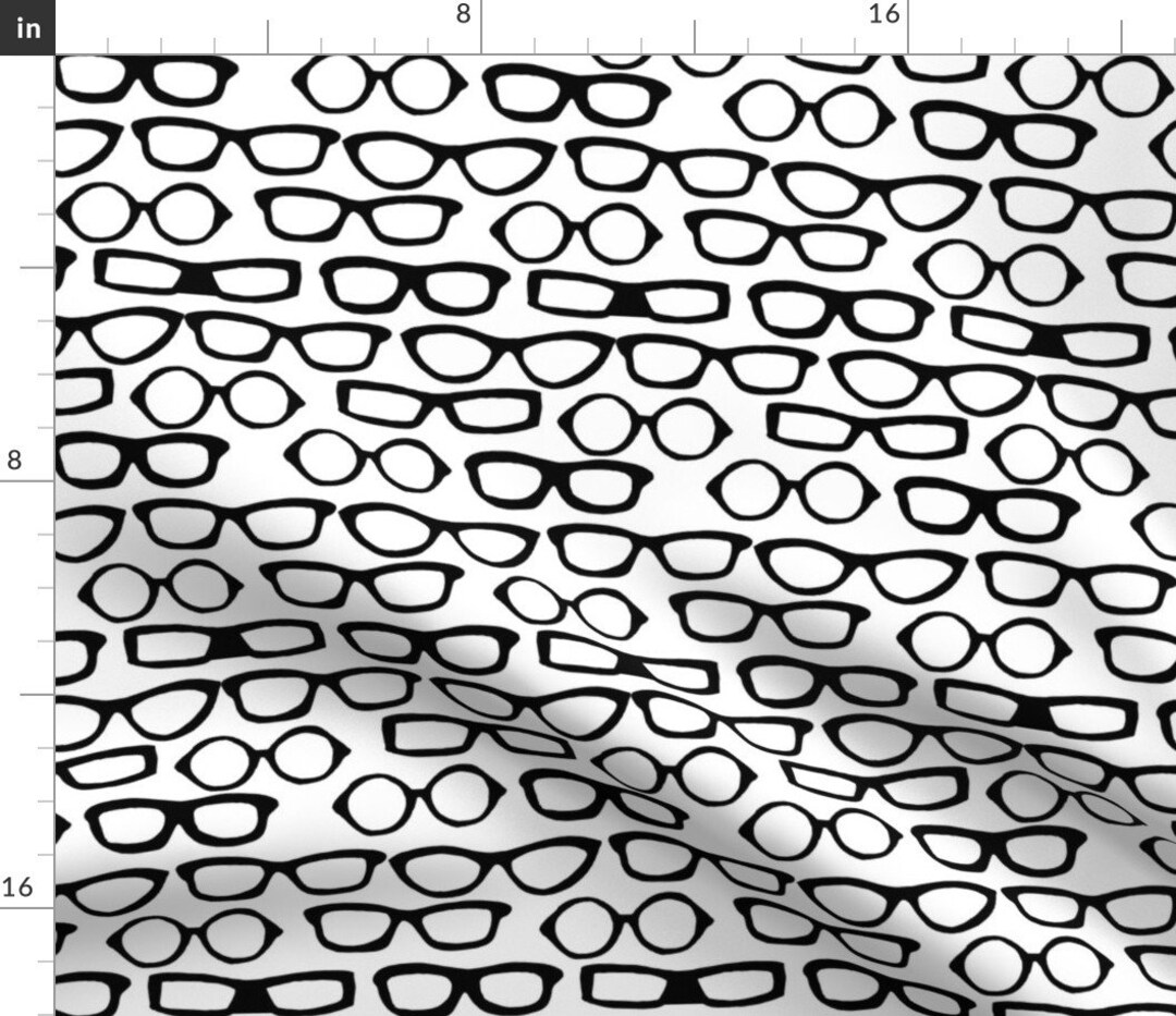 Glasses Fabric Cute White and Black Monochrome Spectacles Etsy