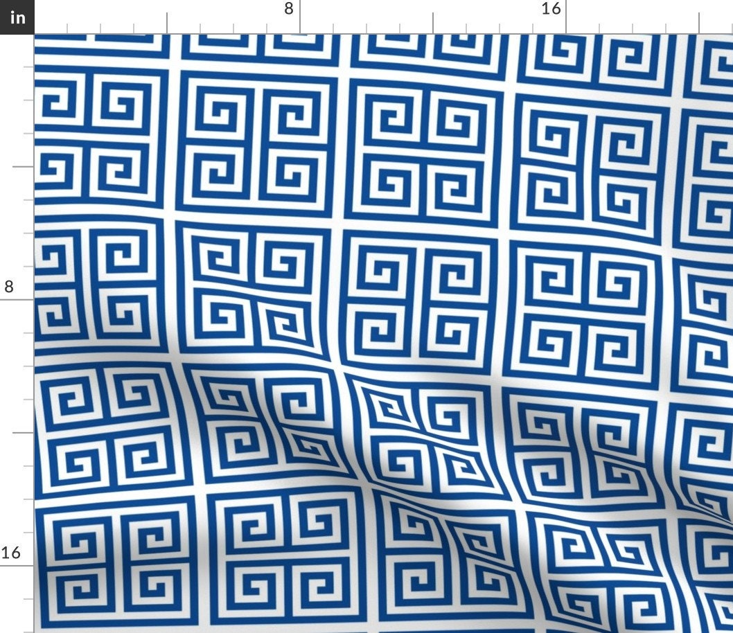 Classic Greek Key Fabric Greek Keys by Zephyrous Blue White Geometric  Spiral Maze Tile Fabric by the Yard by Spoonflower -  Canada