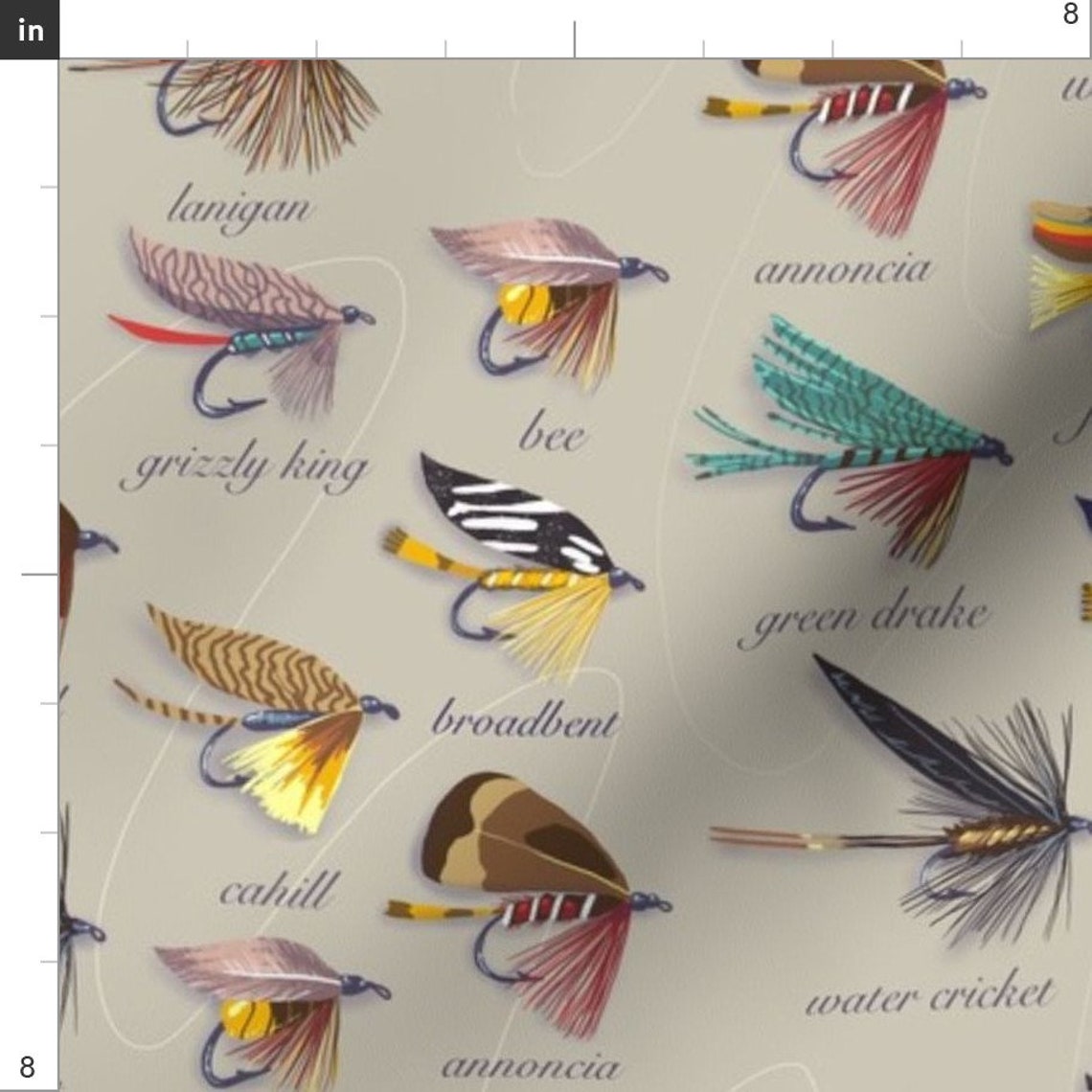Sports Fishing Fabric Trout Flies Large Sca by Etsy