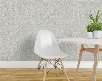 Grey Abstract Peel and Stick Wallpaper - Neutral Swirls Rustic Distressed - Removable Wall Decor Art - Fingerprints by scarlet_soleil