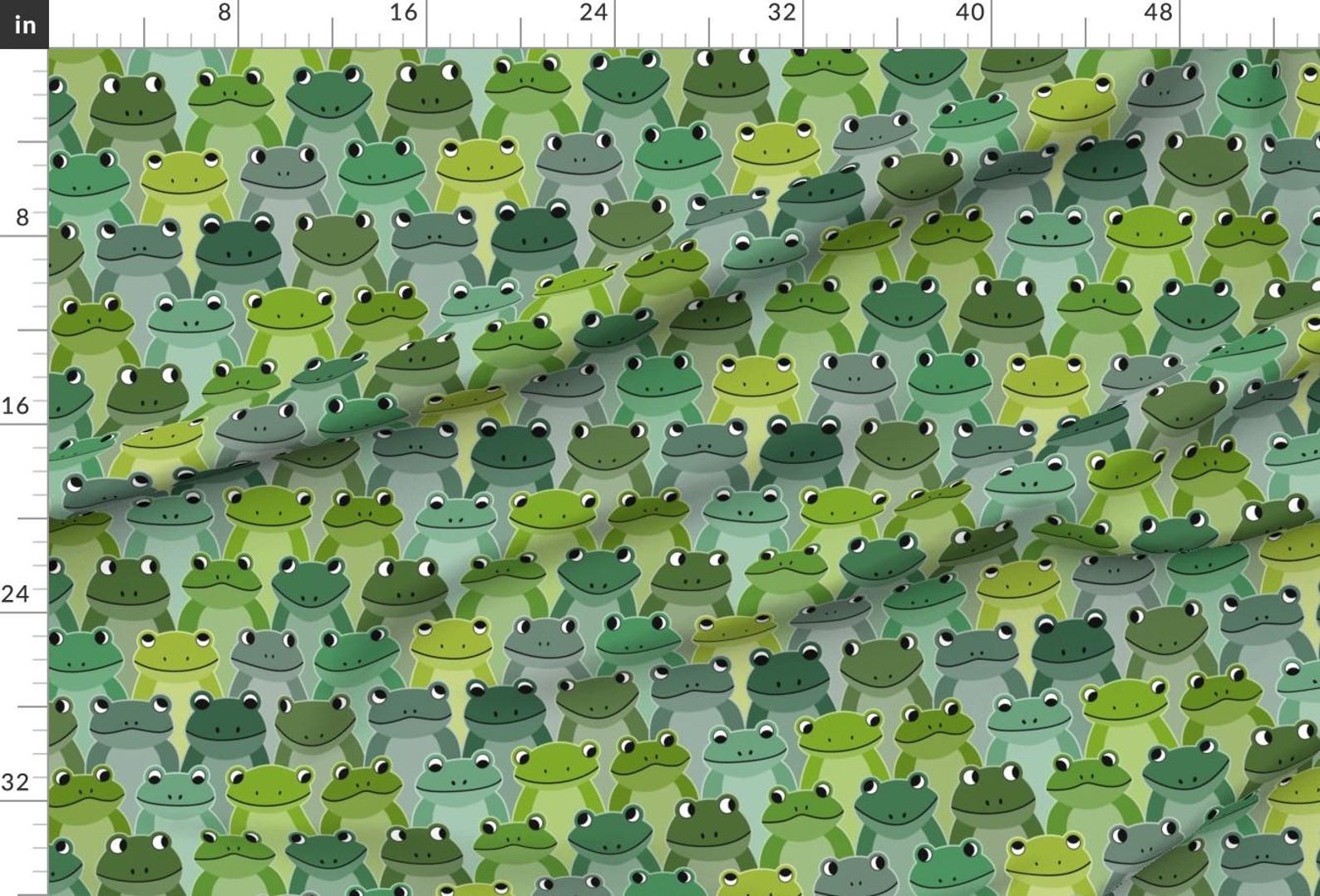 Green Frogs Fabric - Friendly Frogs by Dunnspun - Whimsical Cute Mint ...