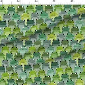 Frog Cloth Green Frogs Fabric - Friendly Frogs by Dunnspun - Whimsical Cute Mint ...