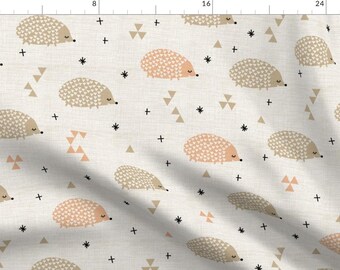 Baby Hedgehogs Fabric - Baby Hedgehogs By Laurawrightstudio - Woodland Animal Neutral Nursery Cotton Fabric By The Yard With Spoonflower