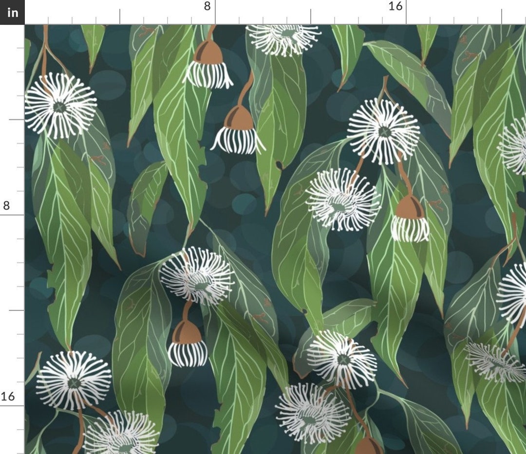 Eucalyptus Fabric Breathe Deeply and You Can Smell the Eucalyptus by Vicki Larner Nature Blue
