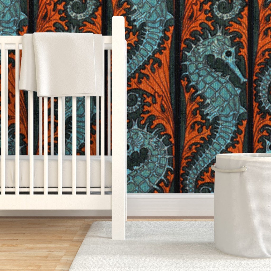 Mosaic Wallpaper Seahorse Mosaic by Peacoquettedesigns - Etsy