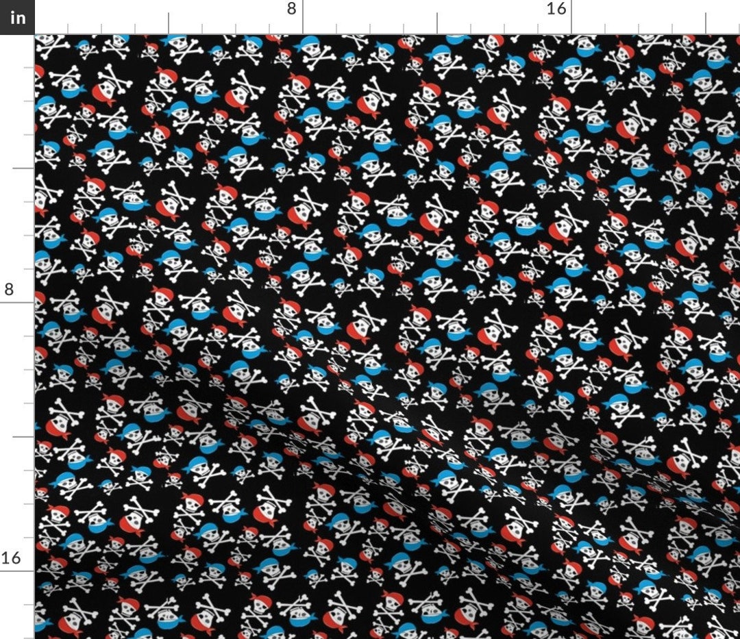 Skull and Crossbones Fabric Monkey Pirates 04 by Prettygrafik Pirate