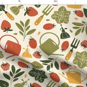Vegetable Fabric - Vegetable Herb Garden By Adehoidar - Vegetable Gardening Fresh Produce Rustic Cotton Fabric By The Yard With Spoonflower