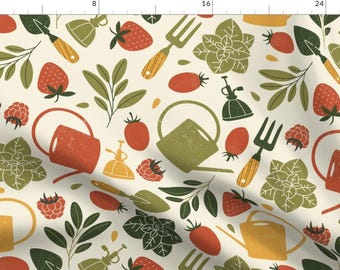 Vegetable Fabric - Vegetable Herb Garden By Adehoidar - Vegetable Gardening Fresh Produce Rustic Cotton Fabric By The Yard With Spoonflower