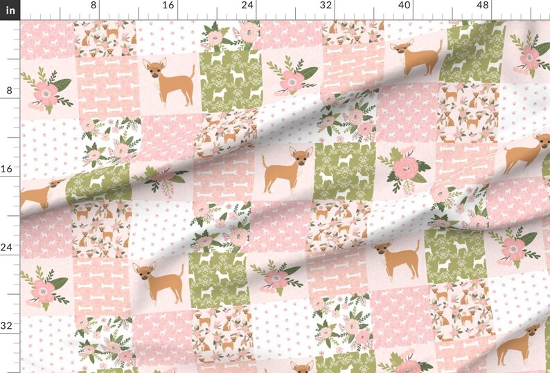 Chihuahua Fabric -Chihuahua Pet Quilt D Dog Breed Cheater Quilt Wholecloth Fabric By Petfriendly- Cotton Fabric By The Yard With Spoonflower image 2