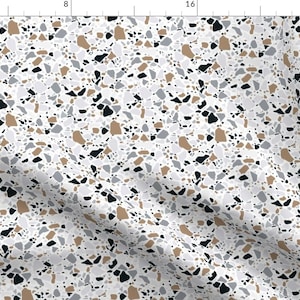 Terrrazo Fabric - Terrazzo Stone On White Medium Scale By Sylviaoh - Stone Modern Home Decor Tan Cotton Fabric By The Yard With Spoonflower image 1