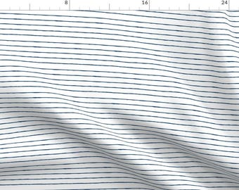 Nautical Stripe Fabric - Swim Lane Stripe In White And Nautical Navy By Ali*B - Nautical Stripe Cotton Fabric By The Yard With Spoonflower