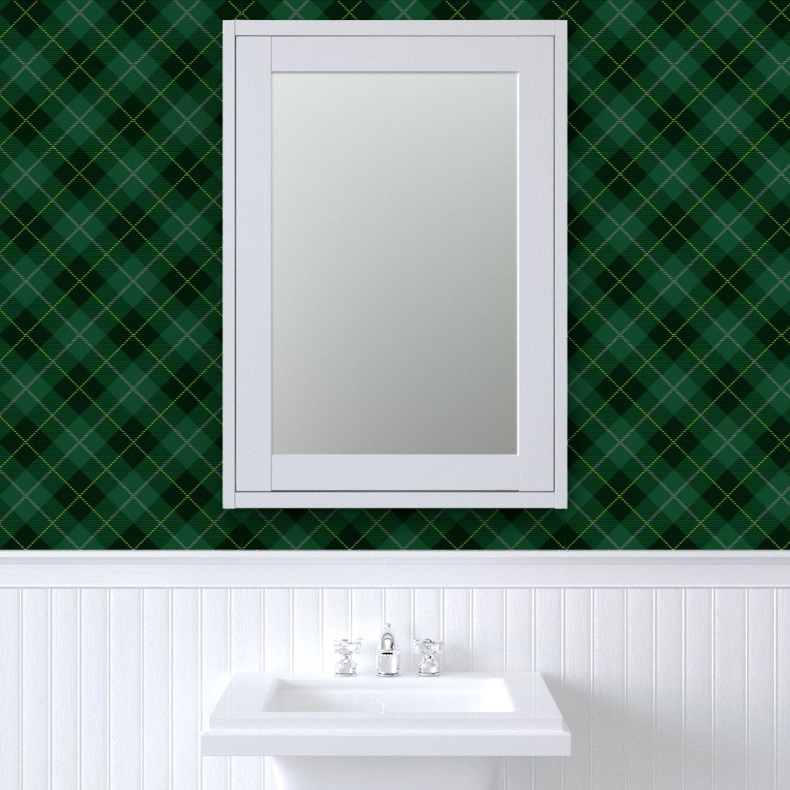 Green Plaid Wallpaper Dark Green Christmas Tartan by - Etsy