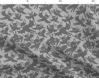 Cute Bats Fabric - Halloween Bats In Gray By Heidikenney - Bats Vampire Halloween Goth Spooky Cotton Fabric By The Yard With Spoonflower
