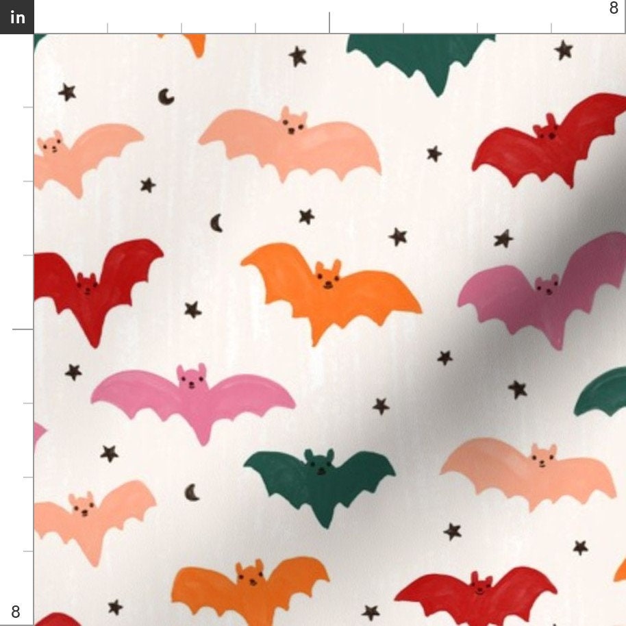 Tiny Bats Fabric Batty Large by Allierunnion Tiny Colorful Etsy UK