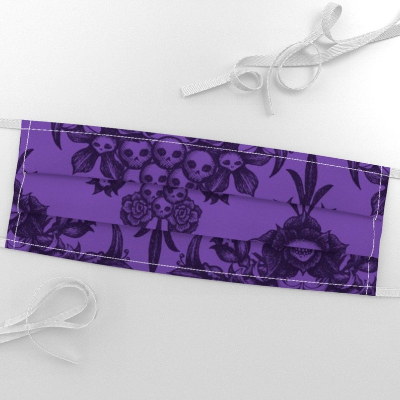 Skull Fabric Skull Damask Purple By Thecalvarium Modern Etsy