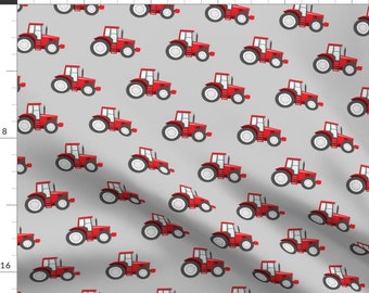 Farm Fabric - Red Tractors On Grey - Farm Themed Fabric C18bs By Littlearrowdesign - Farm Cotton Fabric By The Yard With Spoonflower