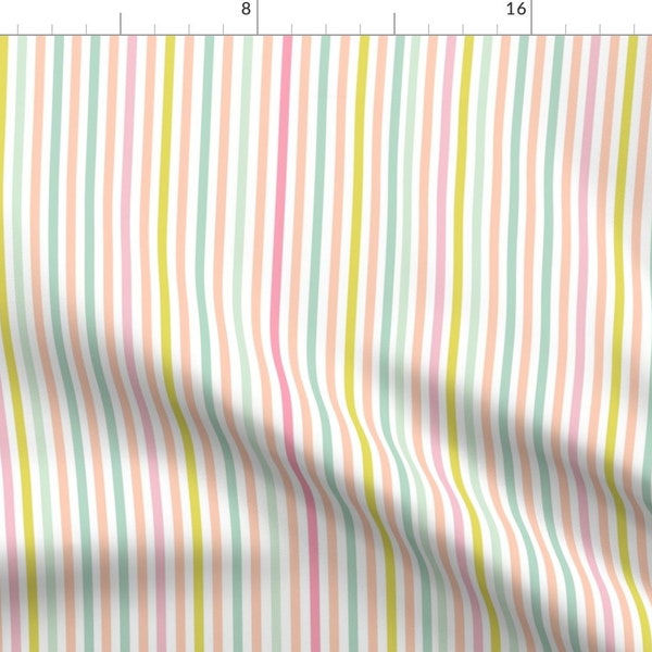 Pastel Stripes Fabric - Perfectly Pinstripe In 'Pastel Dream' By Theartwerks - Pastel Stripes Cotton Fabric By The Yard With Spoonflower