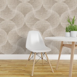 Modern Geometric Peel and Stick Wallpaper - Earth Tone Beige Brown Cream Ivory - Removable Wall Decor Art - Geometric Grace Taupe by kimsa