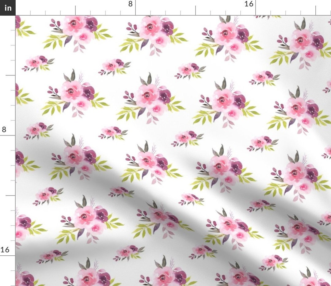 Purple and Pink Flower Fabric Purple and Pink Watercolor Florals by ...