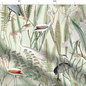 Heron Fabric - Herons In Marsh By Down River Homegoods - Heron Cotton Fabric By The Yard With Spoonflower