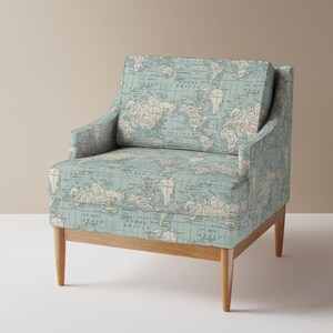 Vintage Maps Upholstery Fabric- Soft Blue and Cream Map by Aftermyart ...