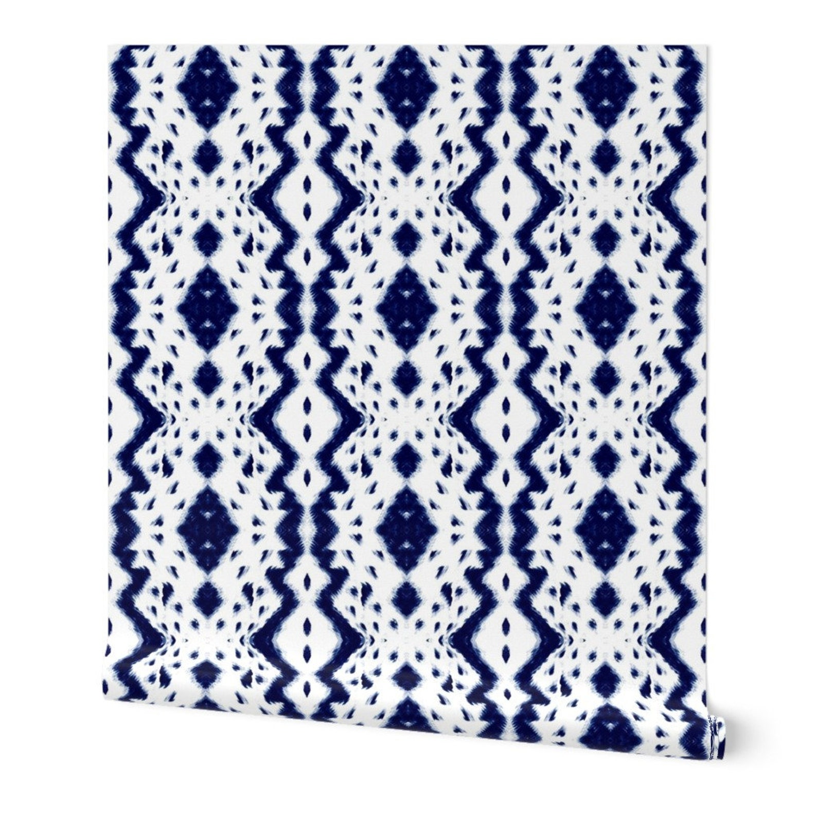 Blue Ikat Wallpaper Navy Ikat 2 By Mlags Blue White Modern | Etsy