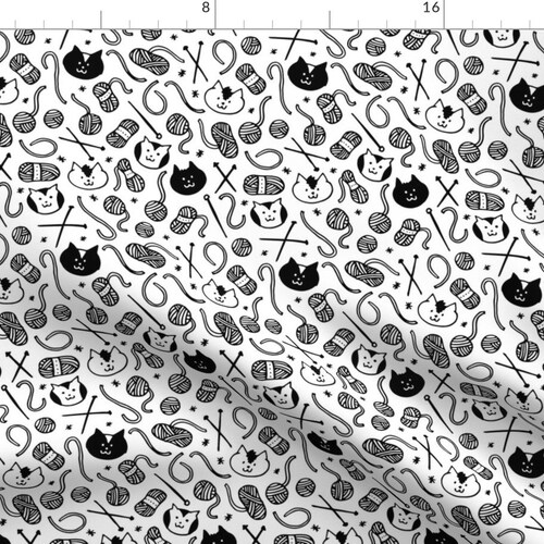 Knitting Kitties Fabric Cats Yarn by Jesseesuem Cat Etsy