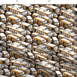 Bus Traffic Fabric - Buses By Raul - Back to School Bus Traffic Cotton Fabric By The Yard With Spoonflower