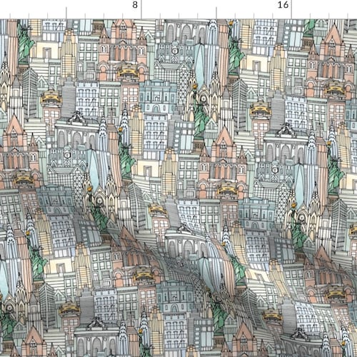 Cityscape Fabric Floating Across the Tops of Cities New York Etsy