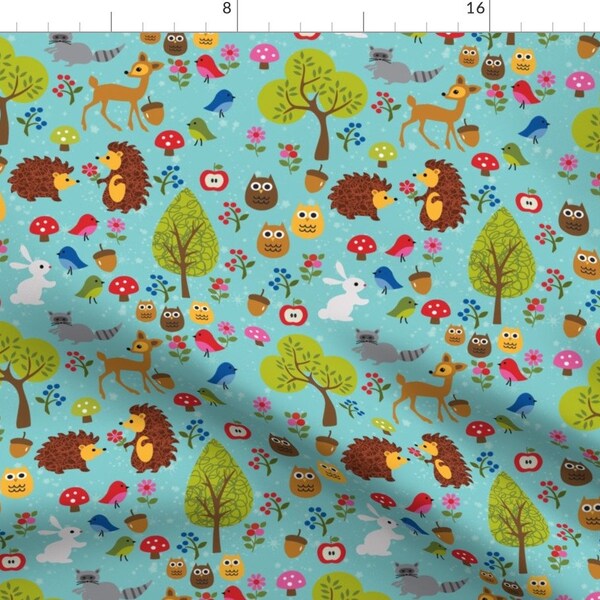 Hedgehogs Fabric - Woodland Love By Sandityche - Hedgehogs Woodland Baby Animal Nursery Owl Apple Cotton Fabric By The Yard With Spoonflower