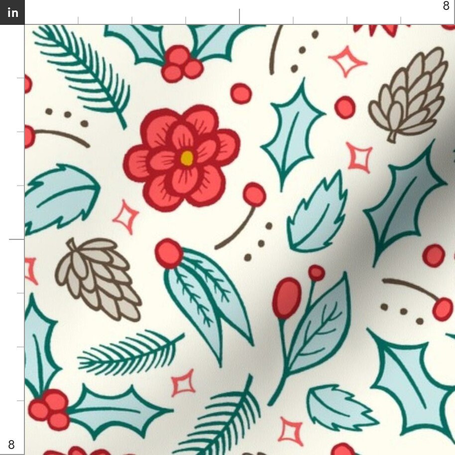 Winter Woodland Fabric Winter Botanicals by Jaymehennel Etsy