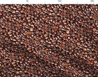 Coffee Fabric - Endless Coffee Beans By Thinlinetextiles - Coffee Beans Drink Caffeine Roasted Cotton Fabric By The Yard With Spoonflower