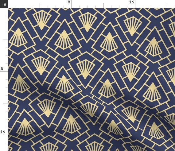 Sune Nuol Sexy Video - 1920s Geometric Navy and Gold Fabric Art Deco Fan by - Etsy Ireland