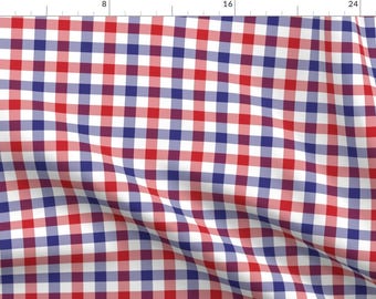 Usa Fabric - Red White And Blue Gingham Checks by northern_whimsy - Patriotic Fourth Of July Summer Plaid Fabric by the Yard by Spoonflower