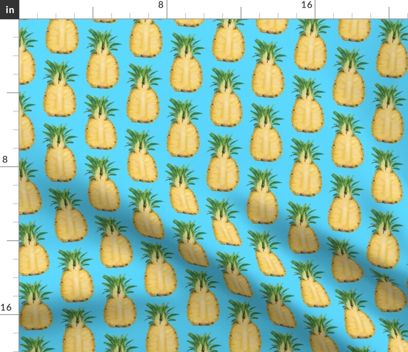 Pineapple Fabric Tropical Pineapple Fruit Food Summer Gold Etsy