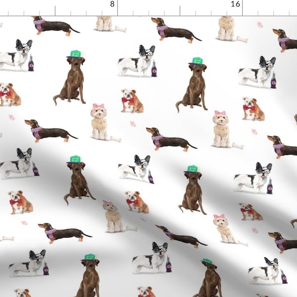 White Dog Breed Pattern Fabric - Dogs Of Insta By Theartwerks - Dog Pets Household Fabric Cotton Fabric By The Yard With Spoonflower