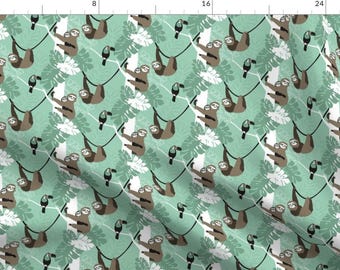 Sloth Family Fabric - Sloth Family By Kaeselotti - Cute Sloth Nursery Decor Cotton Fabric By The Yard With Spoonflower