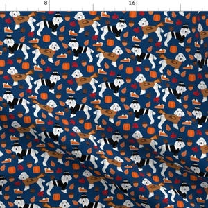 Poodle Fabric - Poodle Fabric Dogs Thanksgiving By Petfriendly - Poodle Fall Turkey Pilgrim Cotton Fabric By The Yard With Spoonflower