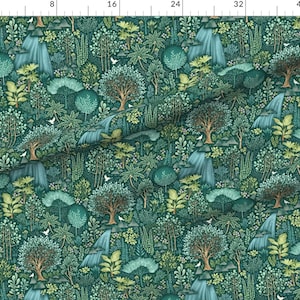 Emerald Forest Fabric Emerald Eden By Catalinakim Woodland Forrest Nursery Upholstery Decor Cotton Fabric By The Yard With Spoonflower image 3