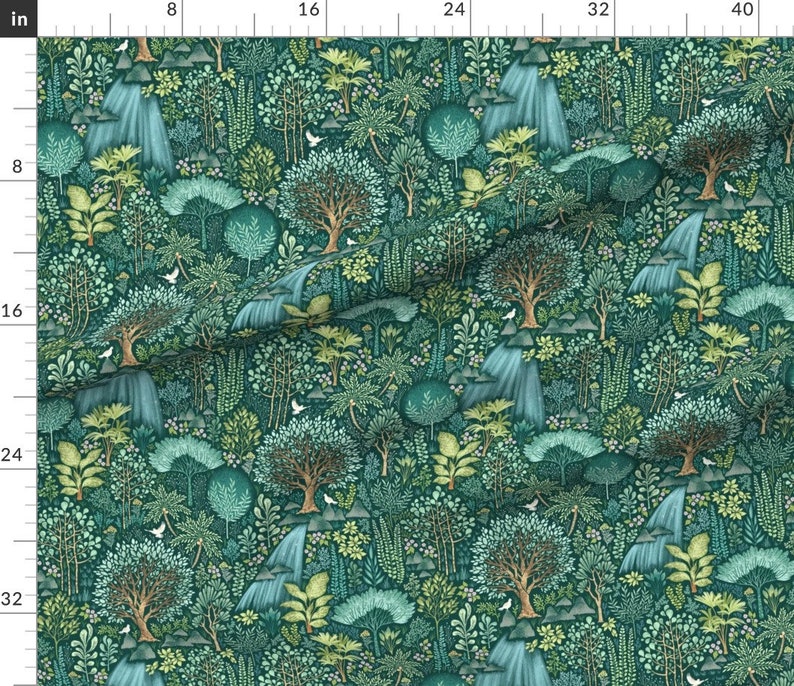 Emerald Forest Fabric Emerald Eden By Catalinakim Woodland Forrest Nursery Upholstery Decor Cotton Fabric By The Yard With Spoonflower image 3