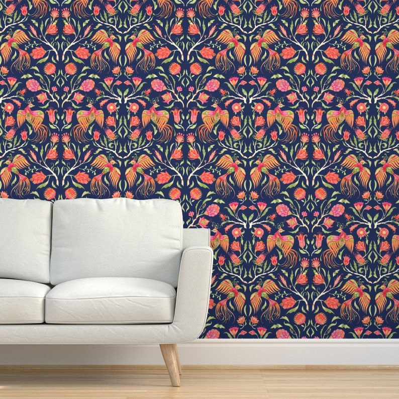 Art Nouveau Floral Wallpaper Paradise Garden by Sonyara Etsy