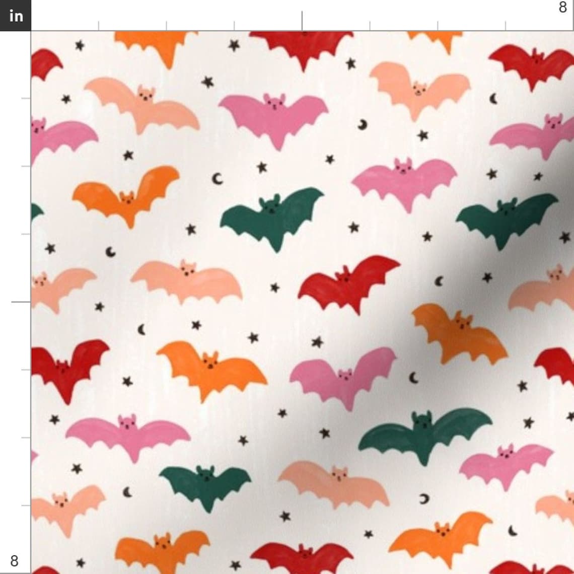 Bats Fabric Batty Small by Allierunnion Colorful Tiny Bats Etsy